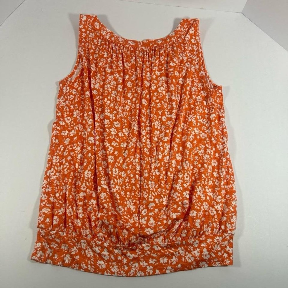 LOFT Sleeveless‎ Top Womens Size Medium Orange Floral - Picture 8 of 8